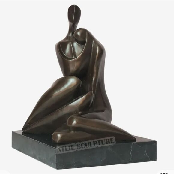BRAND NEW WOME &MEN STATUE BRONZE ABSTRACT COUPLE LOVERS SCULPTURE ROMANCE ART - Picture 5 of 16